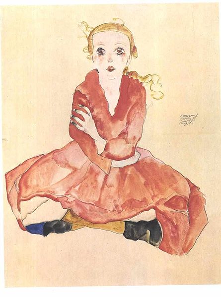 Schiele - Sitzendes Mädchen -1911